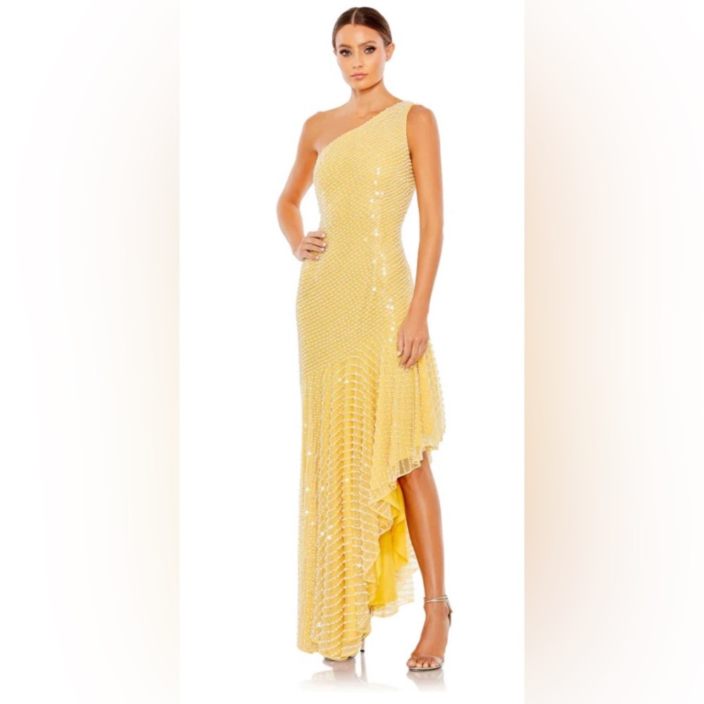 Mac Duggal Yellow Asymmetrical Dress